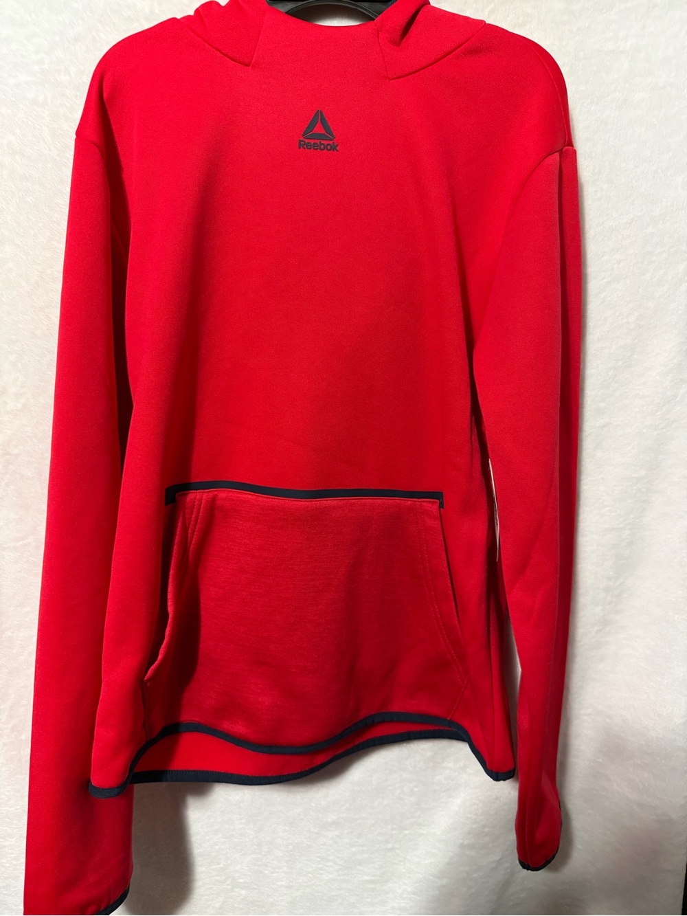 Reebok Red Hooded Pullover with Contrast Trim